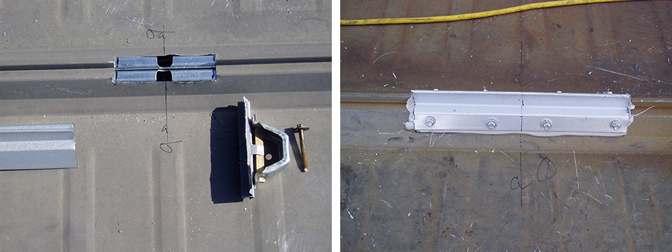 MR-24 standing seam metal roof internal retention clip removal for evaluation & install of retro clip